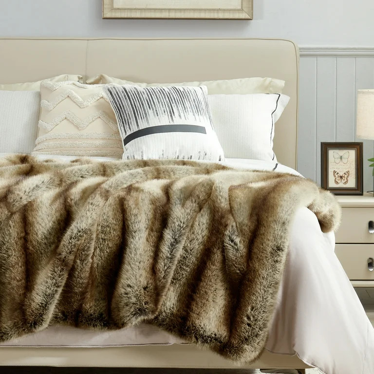 JONIYEAR High-end Luxury Thick Fuzzy Faux Lion Fur Throw Blanket 50" x 60", Decorative Soft Cozy ... | Walmart (US)