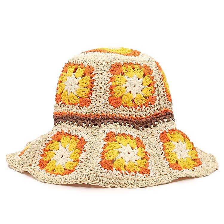 Steve Madden Crochet Bucket Hat | Women's | Beige/Orange/Yellow | Size One Size | Hats | DSW