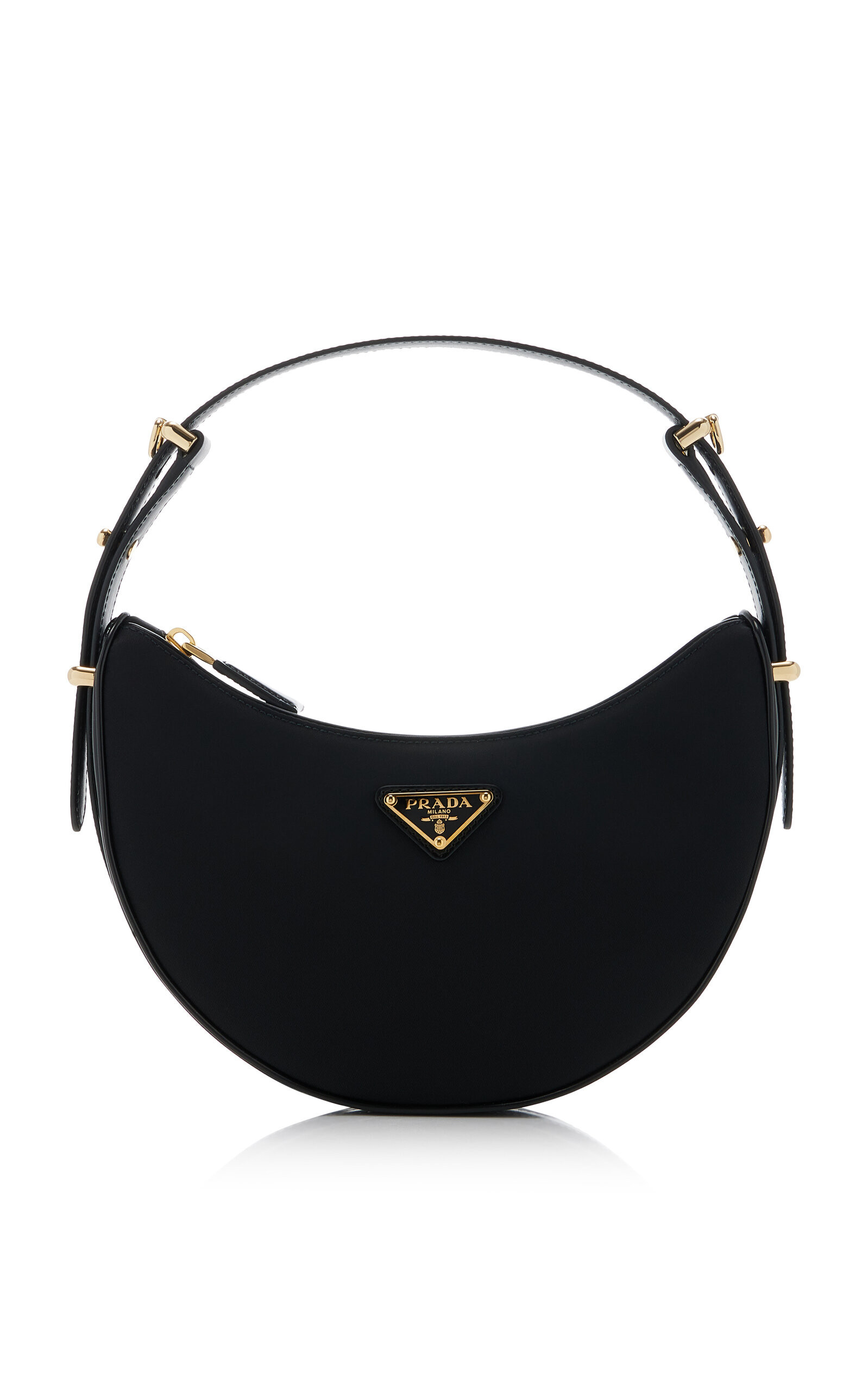 Prada - Arqué Leather-Trimmed Re-Nylon Shoulder Bag - Black - OS - Moda Operandi | Moda Operandi (Global)