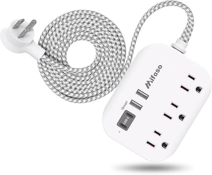 Cruise Ship Essentials - Mifaso Power Strip with USB Ports, 5Ft Flat Extension Cord with Multiple... | Amazon (US)