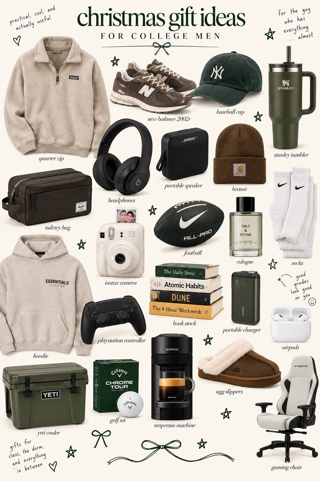 LTK Title:
Christmas Gift Guide for College Guys 🎄🎁

LTK Description:
The ultimate Christmas gift guide for college guys who have everything! Shop trendy sneakers, everyday essentials, tech gadgets, gaming accessories, cozy slippers, dorm room must-haves, coffee makers, and practical gifts he’ll actually use. Perfect for college boyfriends, brothers, sons, and students.

college guy gifts, Christmas gifts for him, college men gift guide, gifts for college students, trendy men’s gifts, dorm essentials, tech gifts for men, gifts for boyfriend, practical gifts for guys, holiday shopping**

#LTKGiftGuide #GiftGuideForHim #ChristmasGiftIdeas #GiftsForCollegeGuys #GiftsForMen #CollegeEssentials #HolidayGiftGuide #GiftsForHim #MensStyle #ChristmasShopping #GiftIdeasForHim #LTKFinds #HolidayGiftIdeas #CollegeGuyStyle #StockingStuffers