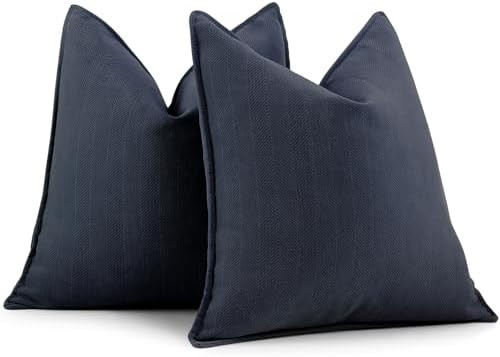 ZWJD Navy Pillow Covers 18x18 Set of 2 Chenille Throw Pillow Covers with Elegant Design Soft and ... | Amazon (US)