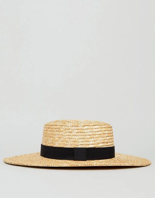 ASOS Natural Straw Easy Boater Hat with Size Adjuster | ASOS US