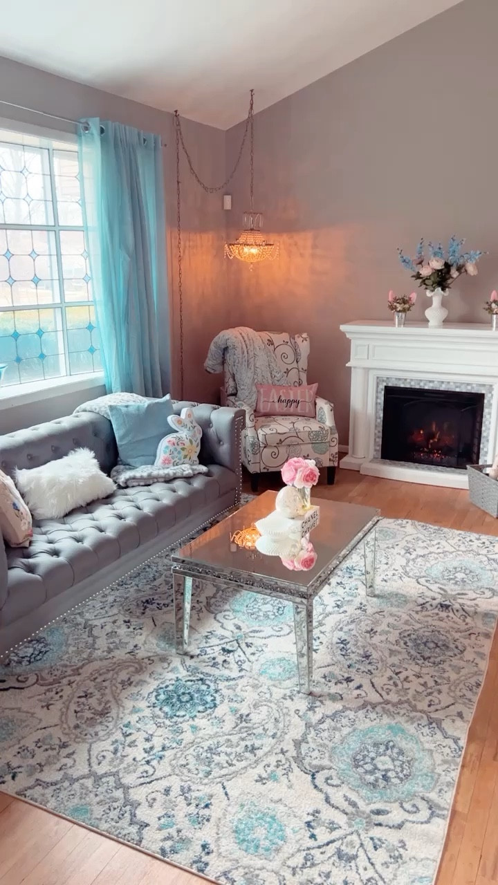 Easter living room views - Easter decor - Easter home decor - area rug - chesterfield sofa - tufted sofa - armchair - mirror coffee table - home decor - furniture - Amazon home - Amazon home decor - Amazon home finds 

#LTKhome #LTKunder50 #LTKSeasonal