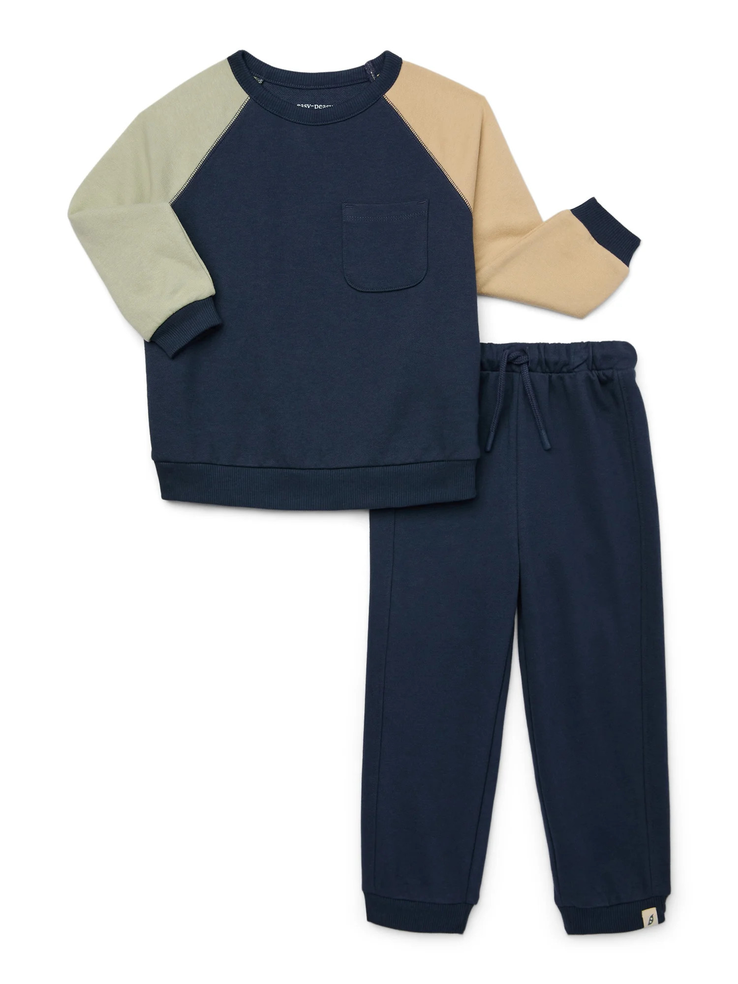 easy-peasy Toddler Boy Colorblock Sweatshirt and Jogger Pants Outfit Set, 2-Piece, Sizes 18M-5T | Walmart (US)