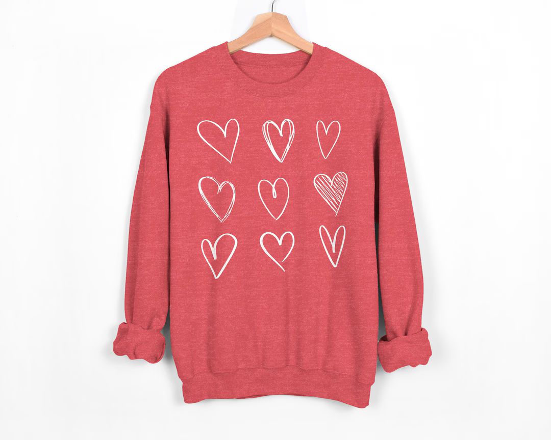 Valentine's Hearts Sweatshirt, Love Sweatshirt, Valentine's Day Sweatshirt, Funny Valentine's, He... | Etsy (US)