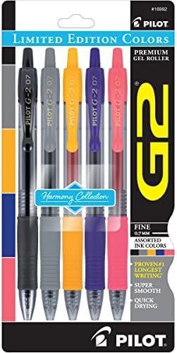 Pilot G2 Harmony Collection Limited Edition Retractable Gel Pens, Fine Point, Assorted Ink, 5/Pack | Amazon (US)