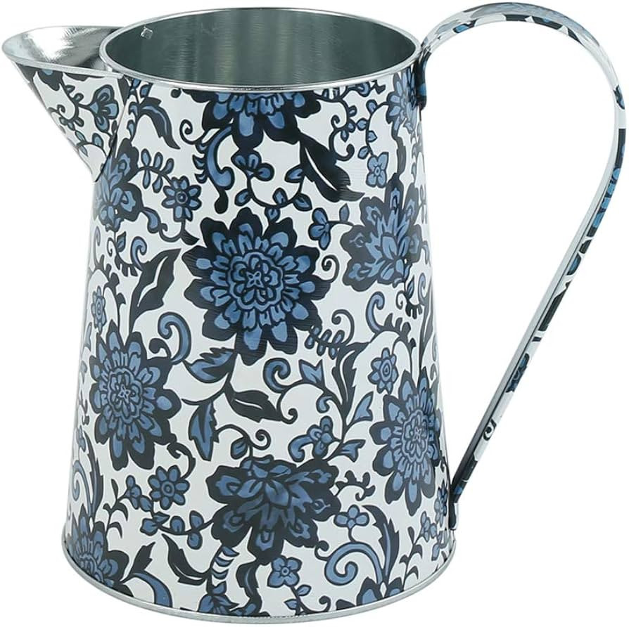 Shabby Chic Watering Can Galvanized Finish Metal Vase Country Rustic Pitcher Primitive Jug Decora... | Amazon (US)