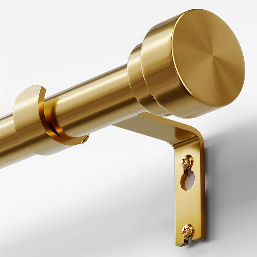 Oneach Heavy Duty Curtain Rods for Windows 66 to 120 Inch, 1 Inch Brass Gold Curtain Rod, Adjusta... | Amazon (US)