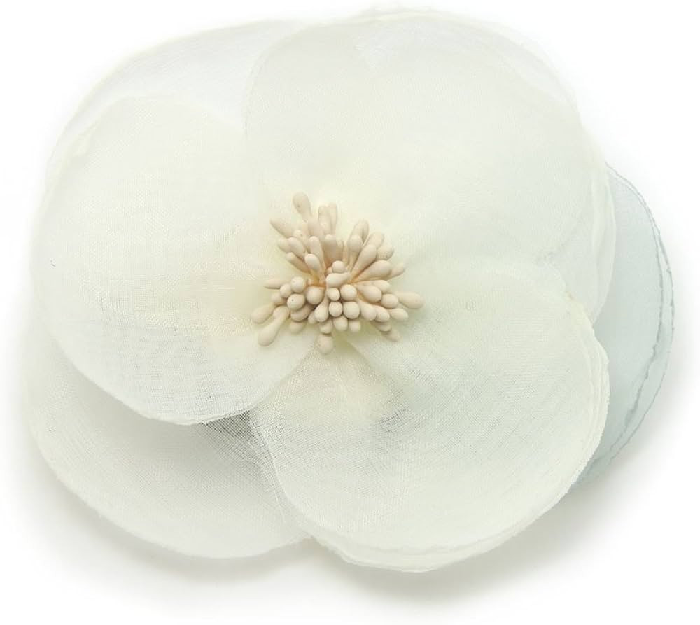 Meilliwish Elegant Silk Cloth Beautiful Flower Hair Claw Clip Hair Pin for Women (A93)(White) | Amazon (US)