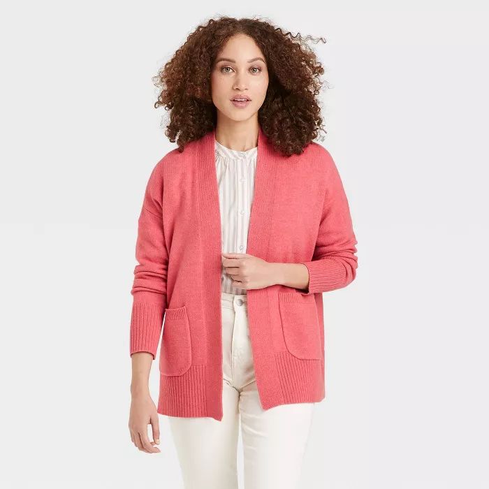 Women's Open-Front Cardigan - A New Day™ Pink | Target