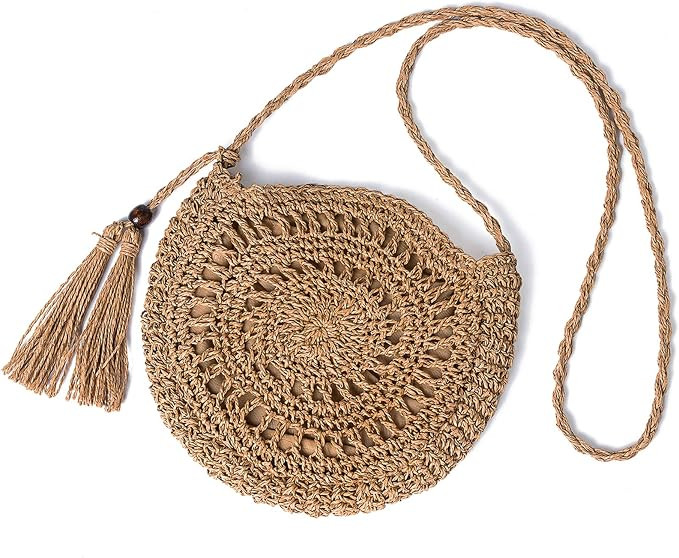 Straw Shoulder Bag, Kadell Women Handmade Summer Beach Crossbody Bag, for Travel Outing Dating Ou... | Amazon (US)
