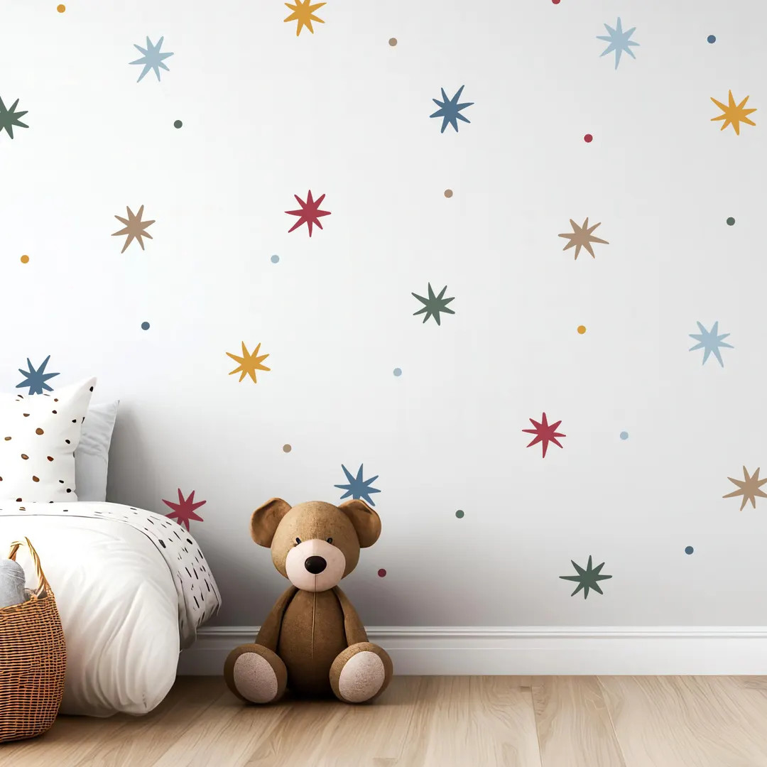 Whimsical Stars and Dots Fabric Wall Stickers: Peel and Stick Kids Nursery Decor, Removable & Rep... | Etsy (DACH)