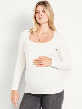 Maternity Long-Sleeve Trapeze-Neck T-Shirt | Old Navy (US)