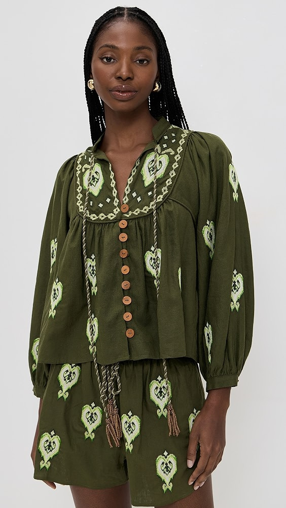 Green Embroidered Blouse | Shopbop