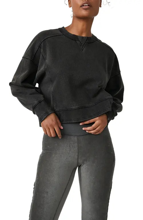 Free People FP Movement Intercept Cotton Blend Sweatshirt in Black at Nordstrom, Size X-Small | Nordstrom