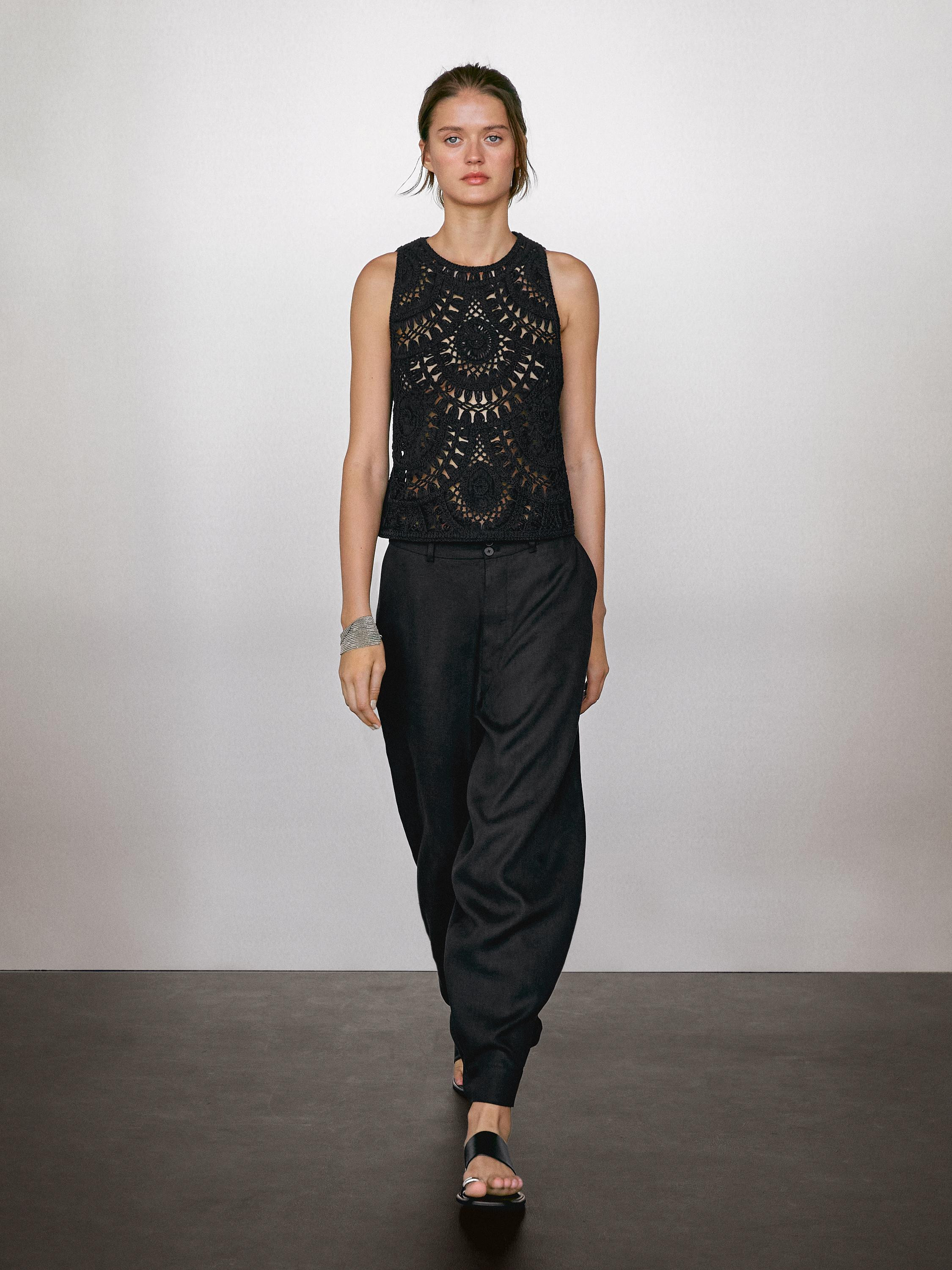 Crochet knit top | Massimo Dutti UK