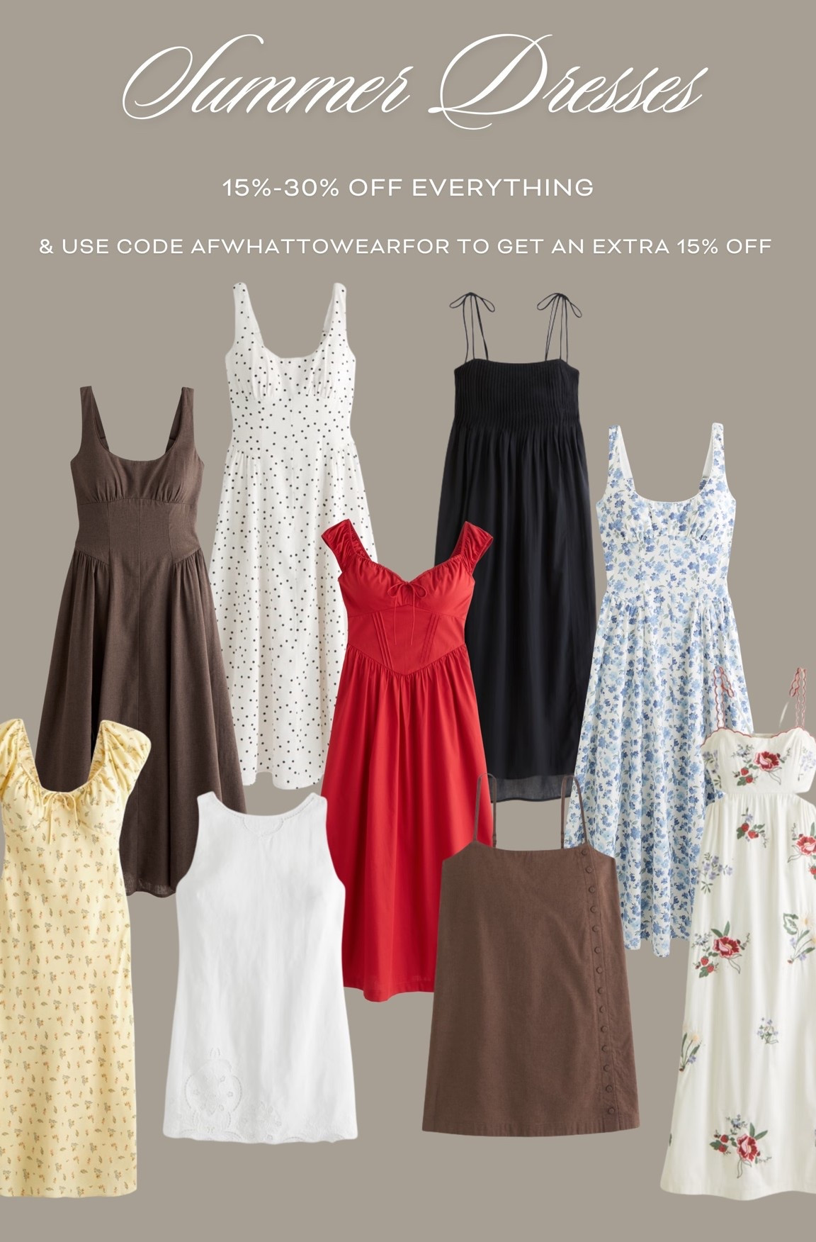 Summer Dresses 👗 15%-30% Off Everything at @abercrombie & Use code AFWHATTOWEARFOR to get an Extra 15% off 🙌