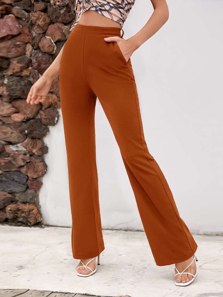 Slant Pocket Flare Leg Pants | SHEIN