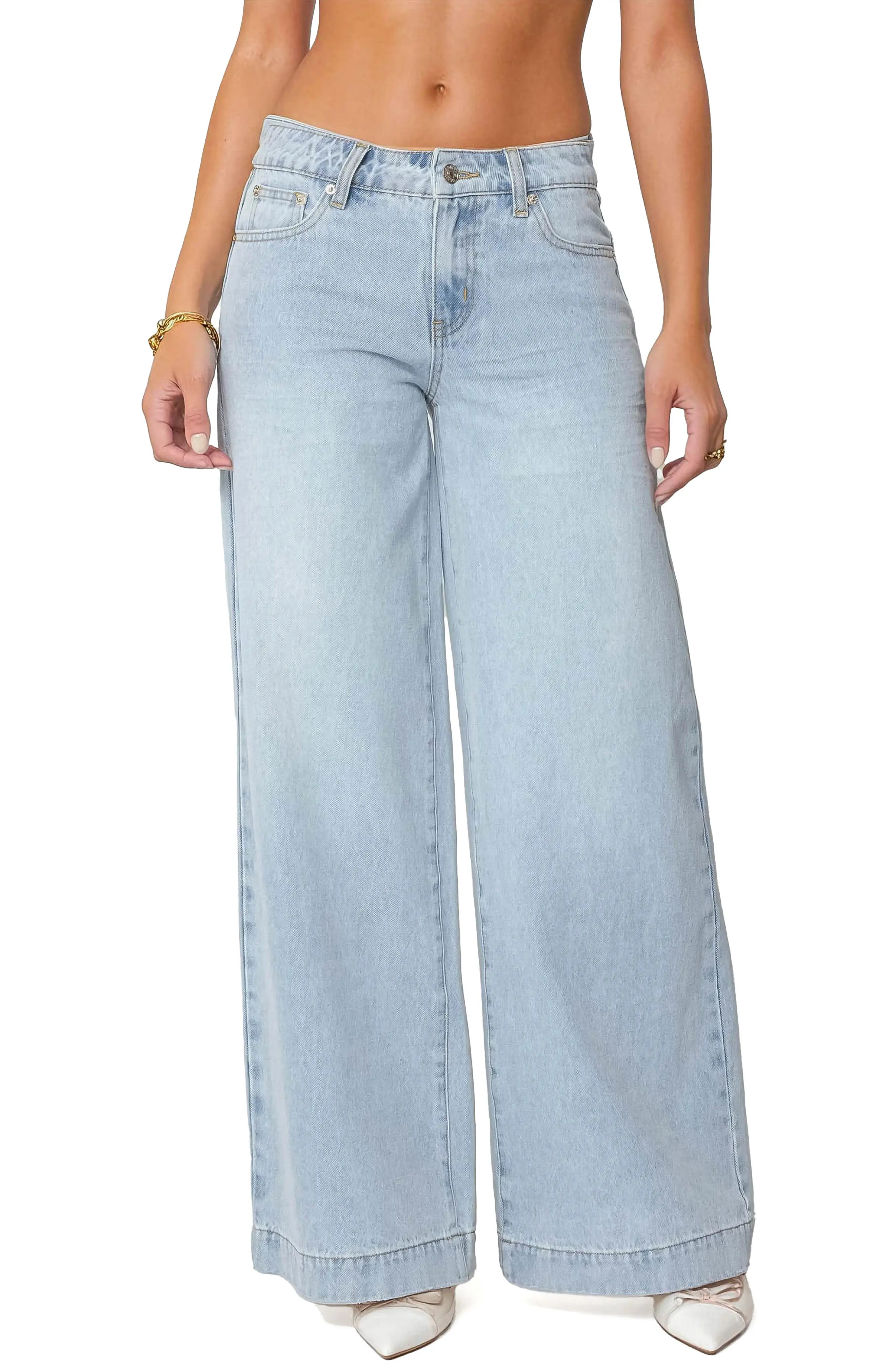 EDIKTED Sidonie Low Rise Wide Leg Jeans (Women) | Nordstrom | Nordstrom