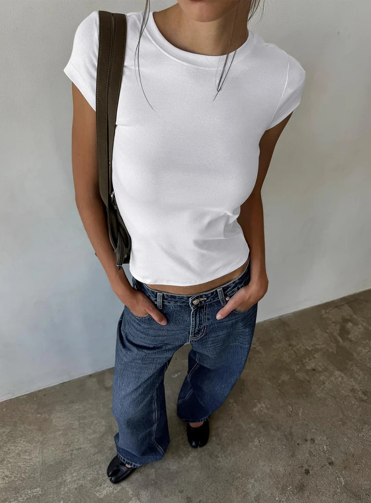 Prestige Longline Baby Tee Ivory | Princess Polly US