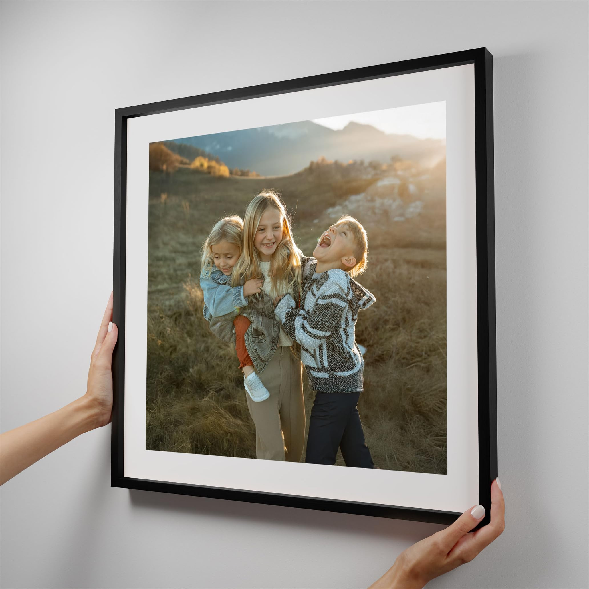 Mixtiles Official Custom Photo Tiles - Magnetic Wall Frames - Adhesive Sticker, no Nails - Personalized Printed Photos - Various Sizes and Frames - 20x20-1-Tile - Border Black | Amazon (US)