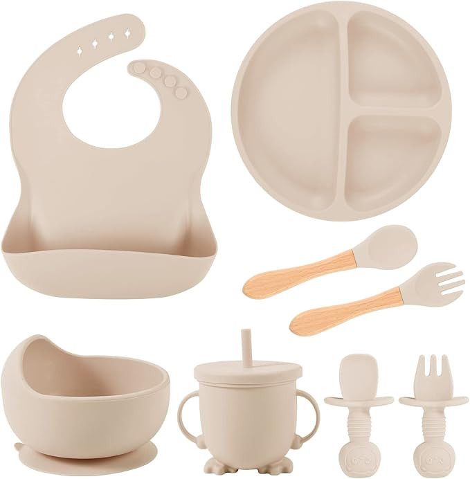 8 Pack Silicone Baby Feeding Set, BPA Free Baby Led Weaning Supplies Includes Baby Divided Suctio... | Amazon (CA)