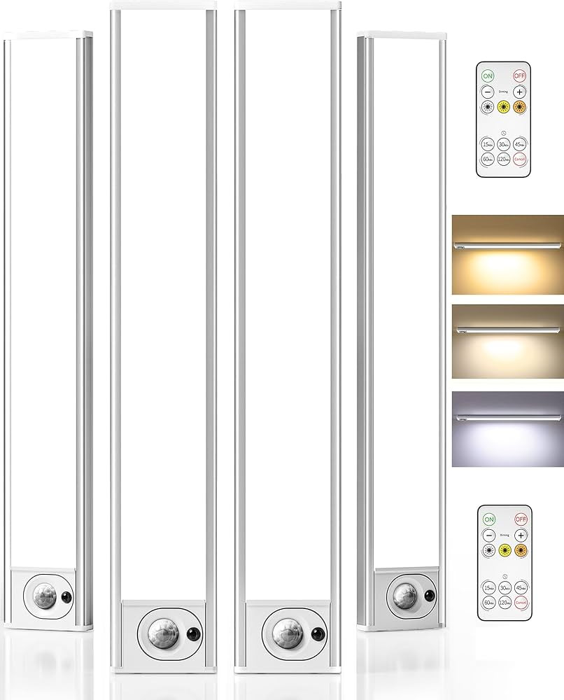 4Pack 12inch Under Cabinet Lighting with Remote, 2400mAh USB Rechargeable Battery LED Lights, Sma... | Amazon (US)