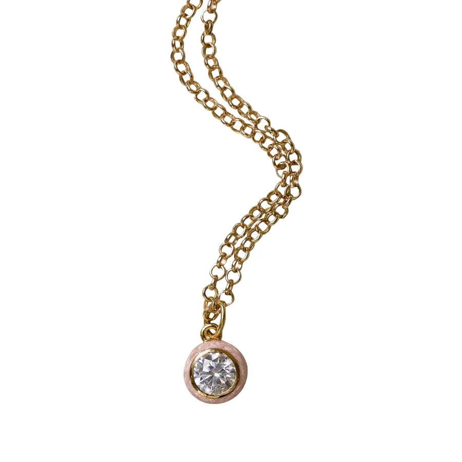 HART x Hill House Shimmer Pink Enamel Bezel Necklace | Over The Moon