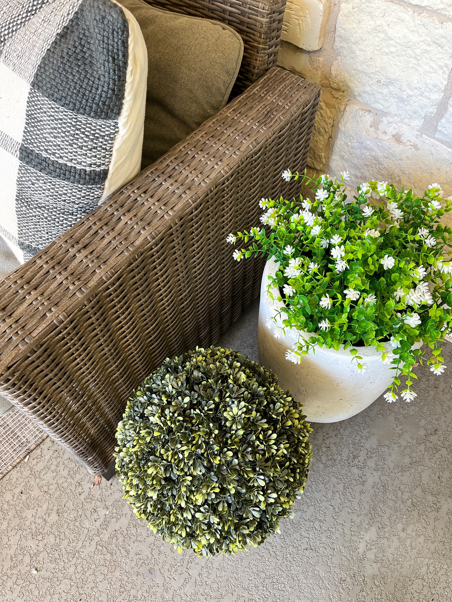 Can you believe these outdoor flowers and topiary are FAKE?! I love how they look on our back porch next to our outdoor sectional  

#LTKSeasonal #LTKstyletip #LTKhome