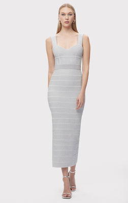 TEXTURED LUREX SWEETHEART GOWN | Herve Leger