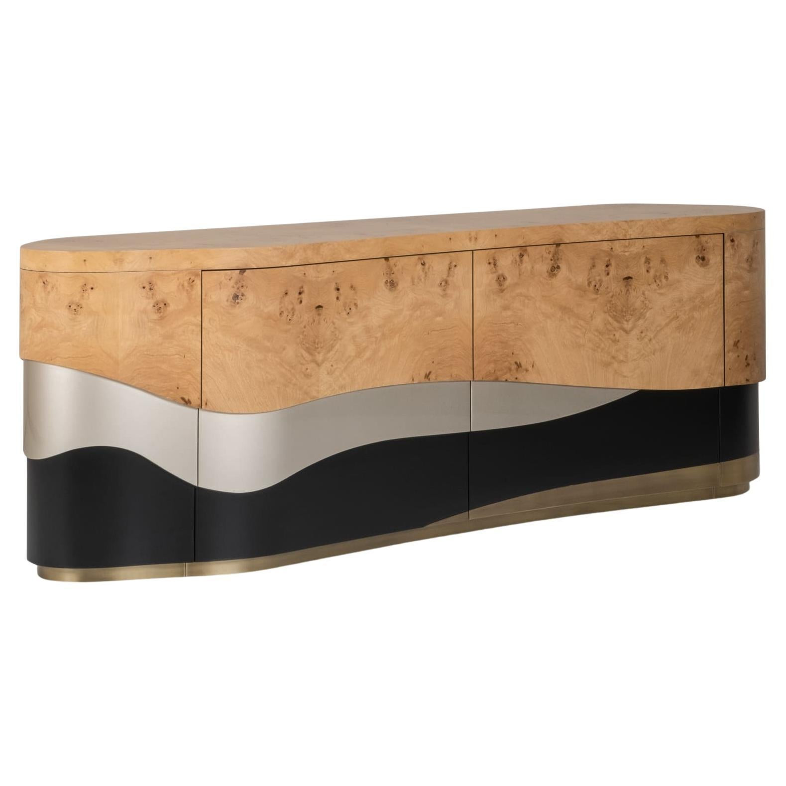 Contemporary Sistelo Sideboard, Oak Root, Brass, Handmade Portugal By Greenapple | 1stDibs