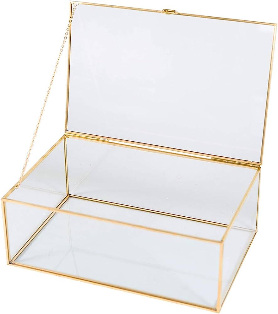 SMART WYCHE 10.8" Glass Box Keepsake Box with Hinged Lid for Women and Girls, Suitable for Storag... | Amazon (US)