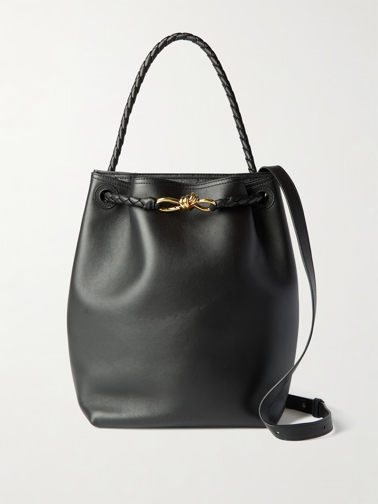 Bottega Veneta - Andiamo Medium Leather Bucket Bag - Black | NET-A-PORTER (US)