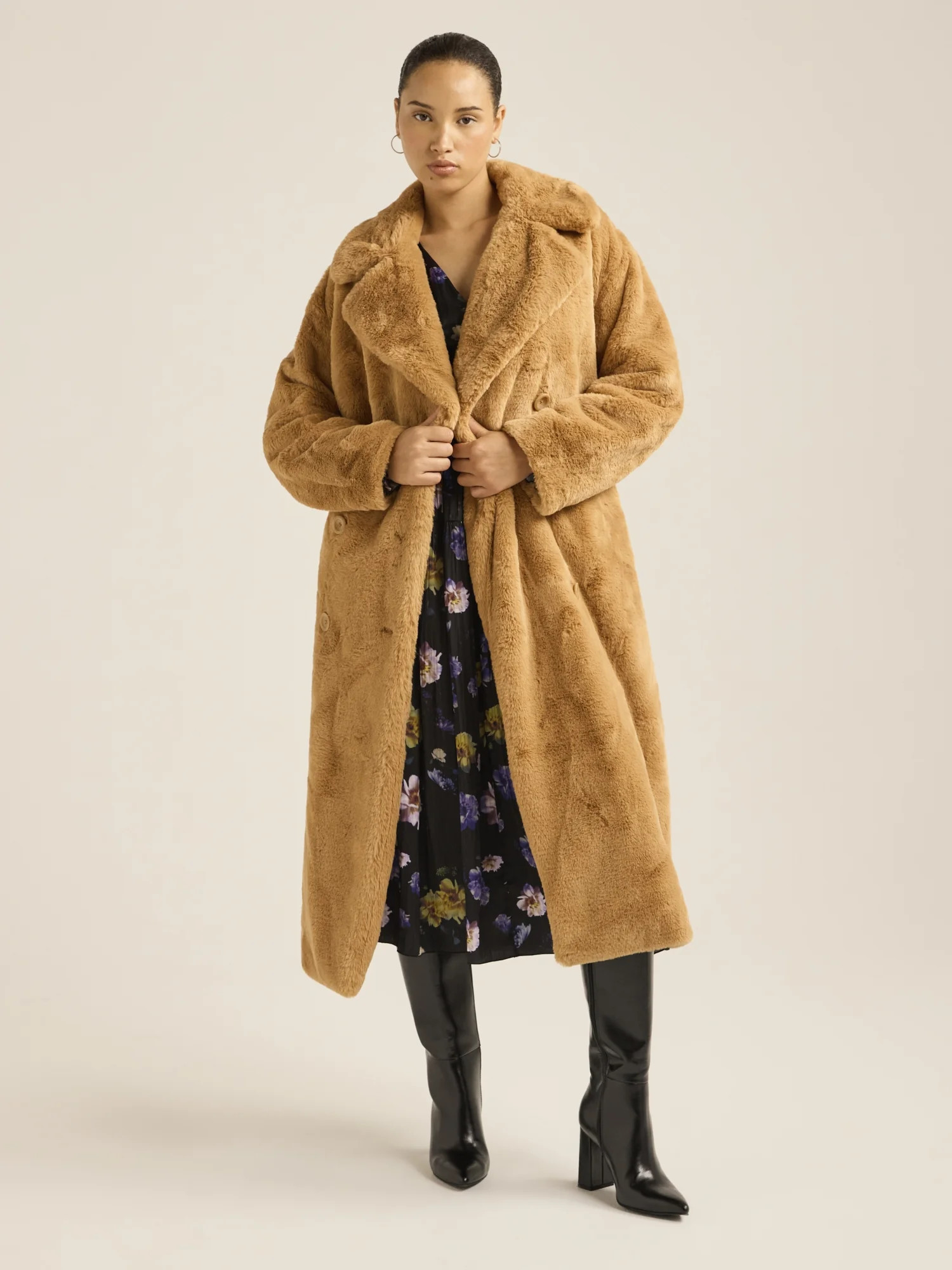 Scoop Women's & Women's Plus Faux Fur Oversized Maxi Coat, Sizes XS-4X | Walmart (US)