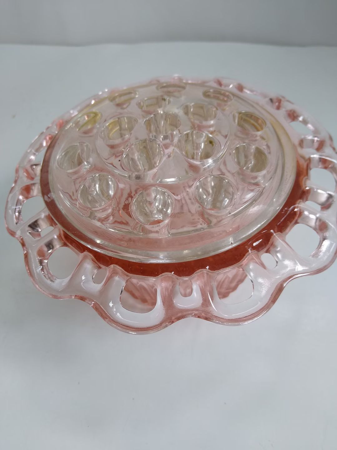 Pink Depression Glass old Colony Flower Bowl With Crystal Frog Hocking Glass Co. - Etsy | Etsy (US)