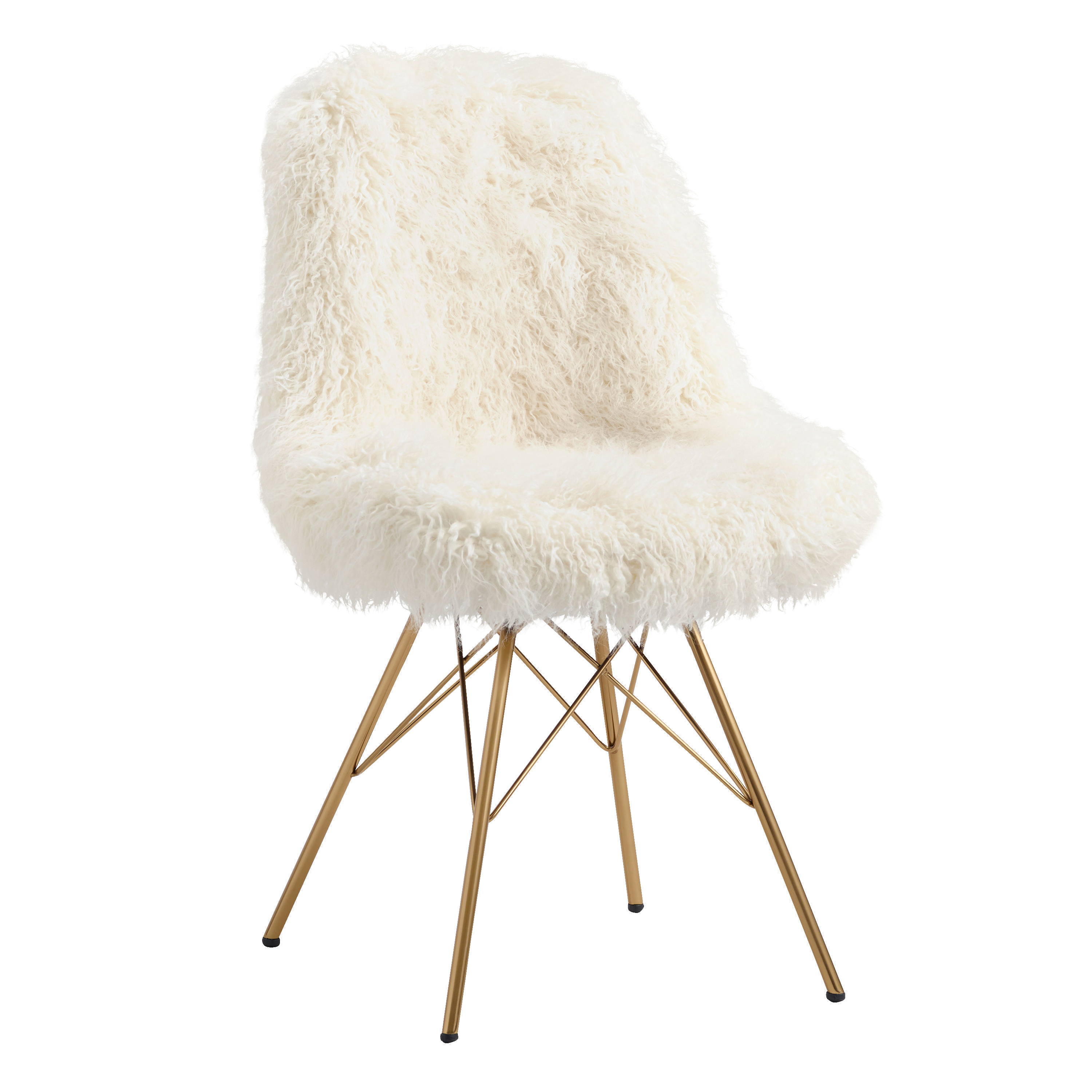 Cypress Ivory Faux Flokati Upholstered Chair | World Market