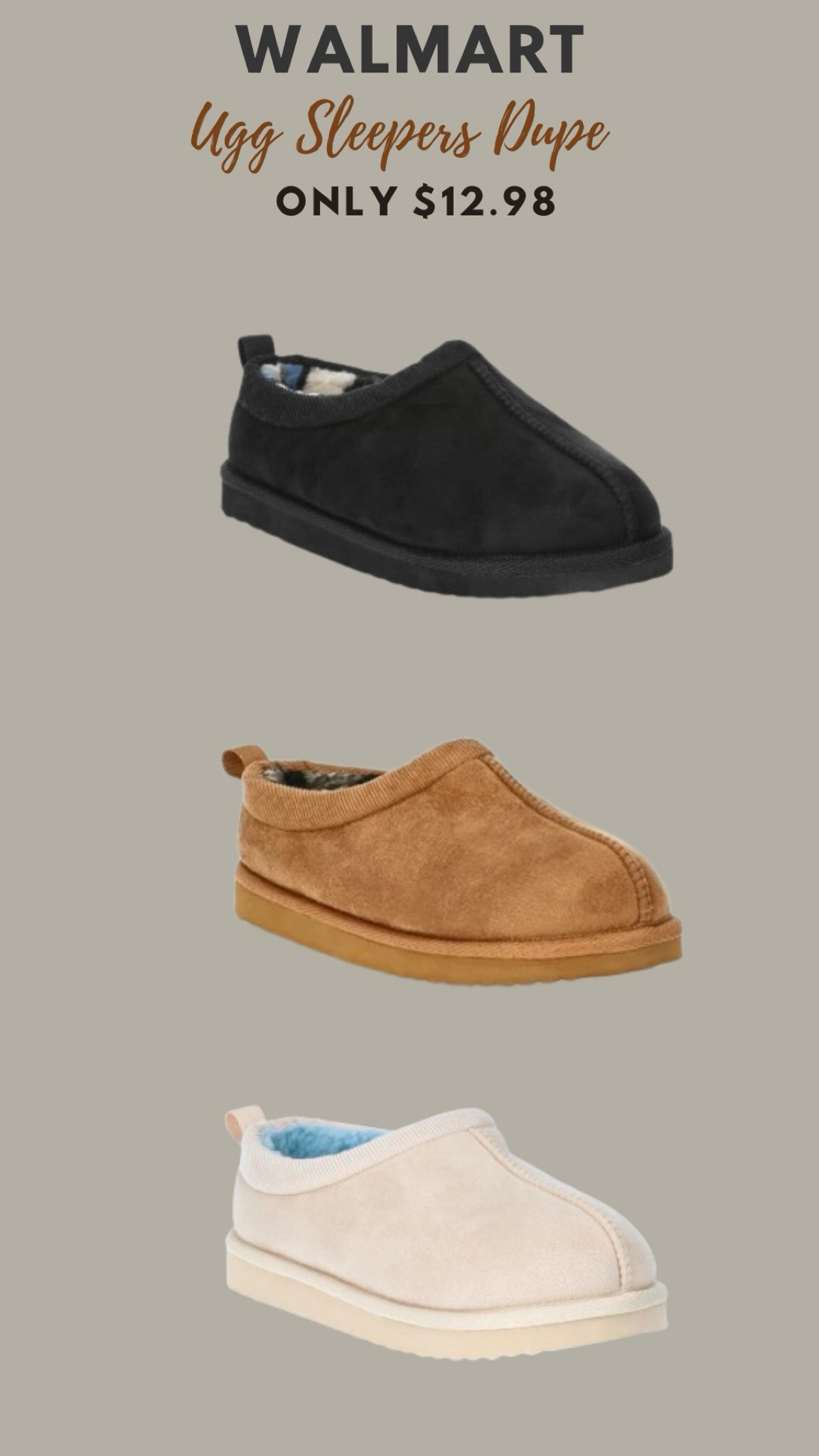 Walmart sleepers (uggs dupes) Only $12.98
Sleepers, comfy look, comfy shoes, Walmart finds, Walmart style, dress for less. 

#LTKU #LTKSaleAlert #LTKFindsUnder50