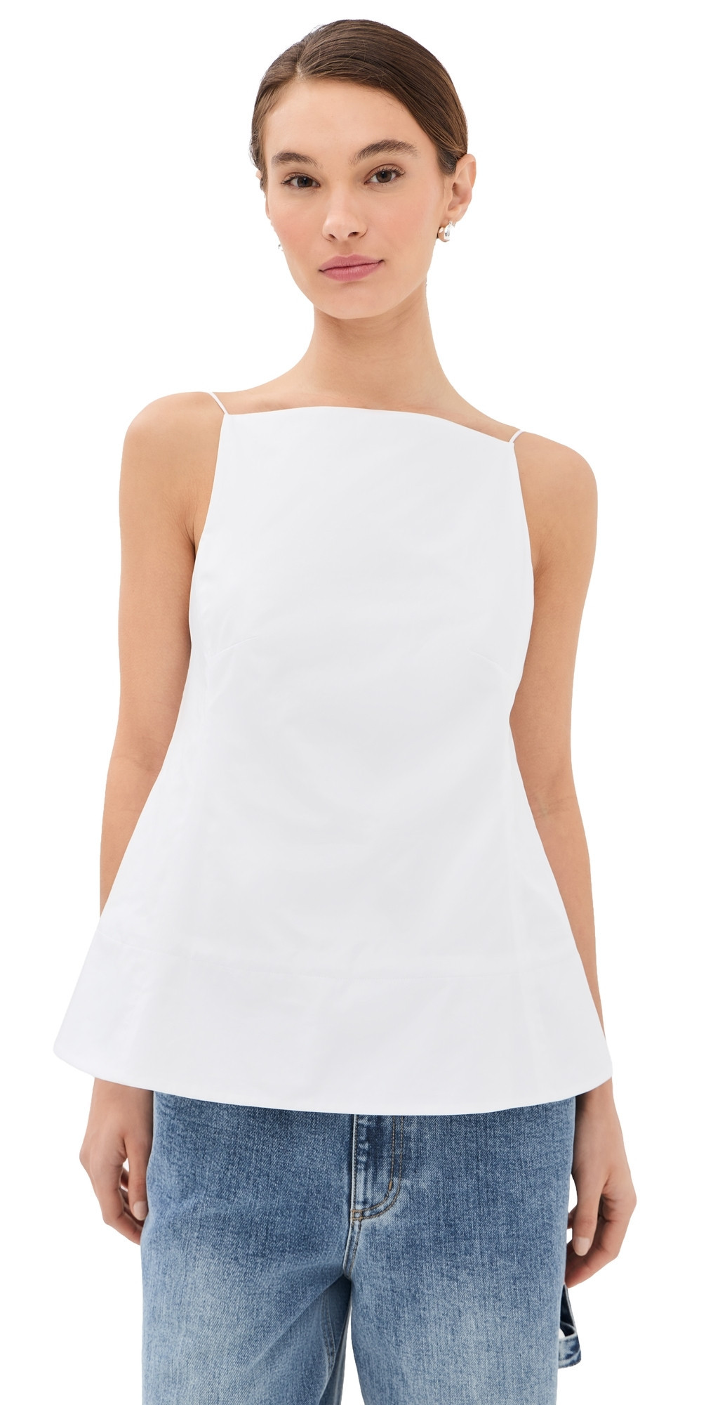 Tibi Poplin Strappy Open Back Top White 00 | Shopbop