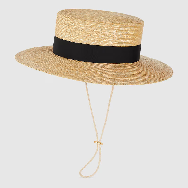 GUCCI Straw Boater Hat, Size L, Neutral | Gucci (US)
