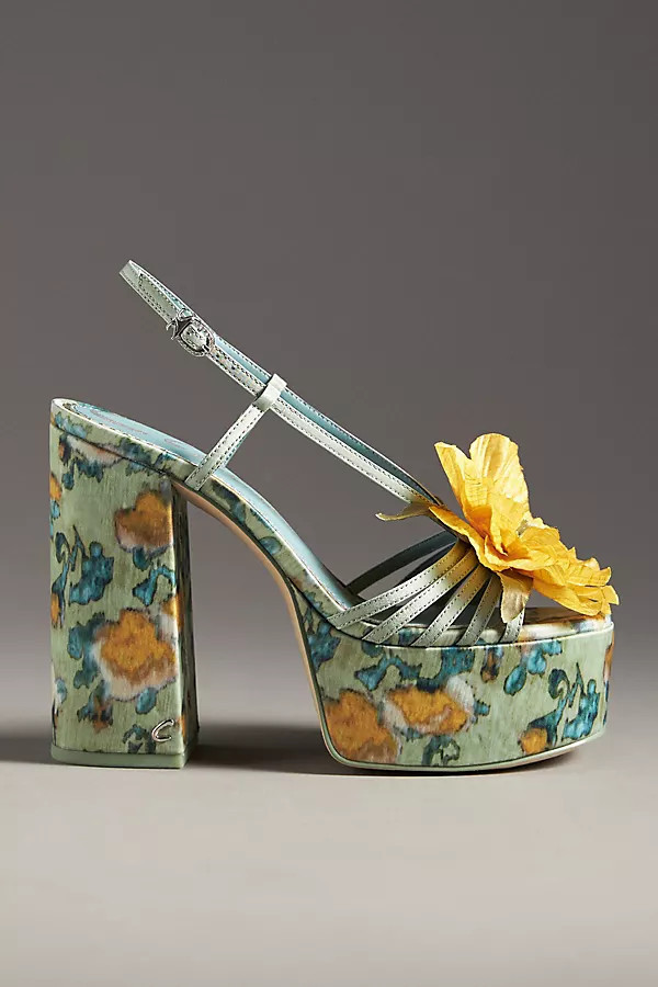 Siena Flower Block Heels | Anthropologie (US)