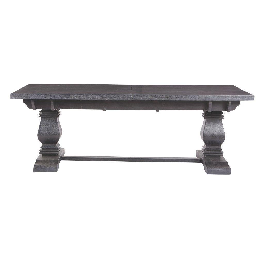 Aldridge Washed Black Extendable Dining Table | The Home Depot