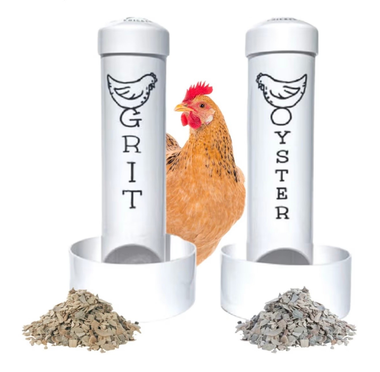 Chicken Oyster Shell Feeder and Grit Feeder Combo