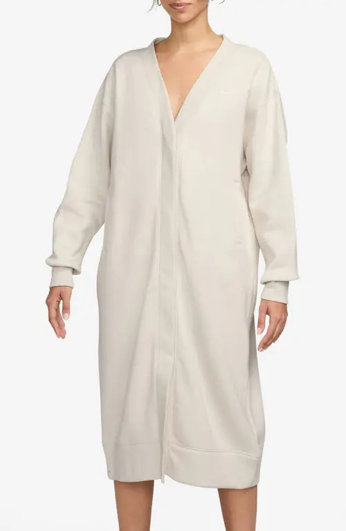 Nike Sportswear Phoenix Fleece Oversize Longline Cardigan in Off White/Sail at Nordstrom, Size Small | Nordstrom