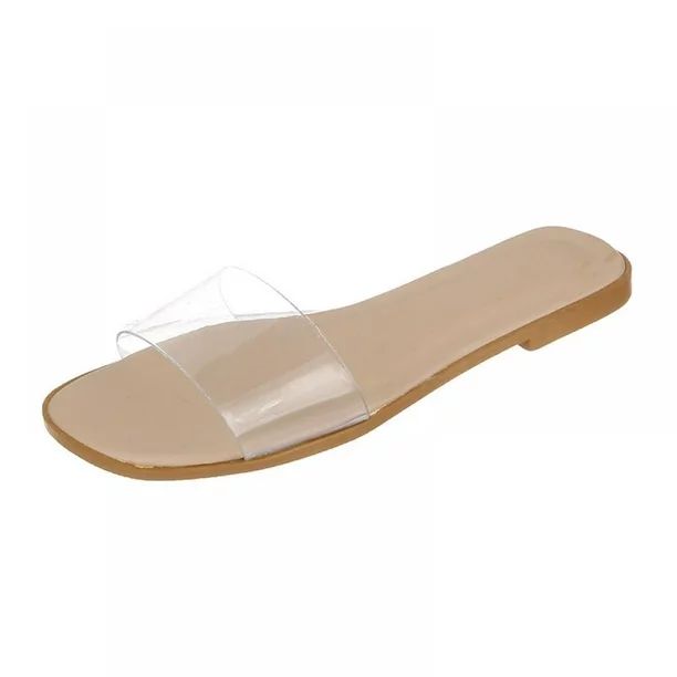 Clear Slide Sandals for Women Flat Casual Beach Shoes Shower Slippers - Walmart.com | Walmart (US)