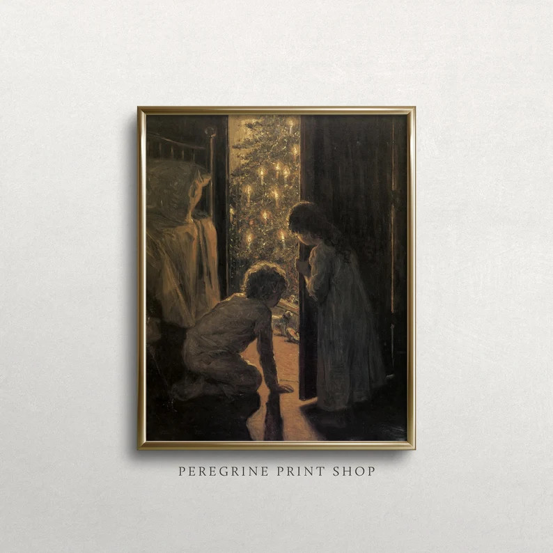 Christmas Eve Christmas Oil Painting Vintage Christmas Art - Etsy | Etsy (US)