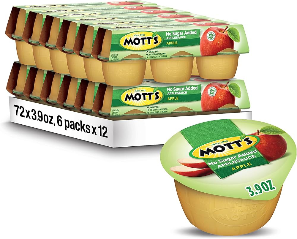 Mott's No Sugar Added Applesauce, 3.9 Oz Cups, 72 Count (12 Packs Of 6), Good Source Of Vitamin C... | Amazon (US)