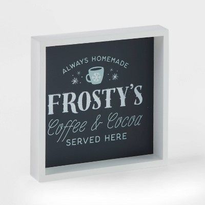 Frosty&#39;s Coffee &#38; Cocoa Shadow Box Sign Black/Silver - Wondershop&#8482; | Target