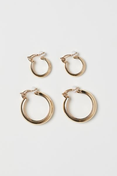 Two Pairs Clip Earrings - Gold-colored - Ladies | H&M US | H&M (US + CA)