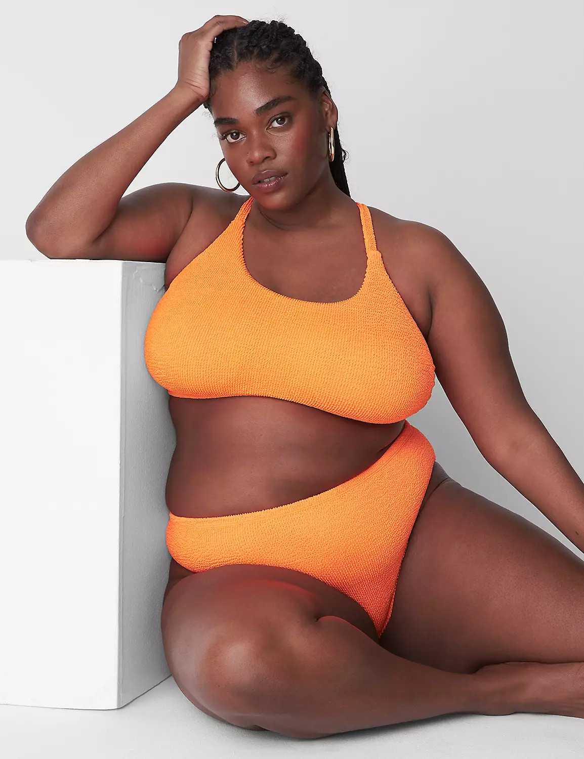 No-Wire Scoop-Neck Crinkle Swim Bikini Top | LaneBryant | Lane Bryant (US)